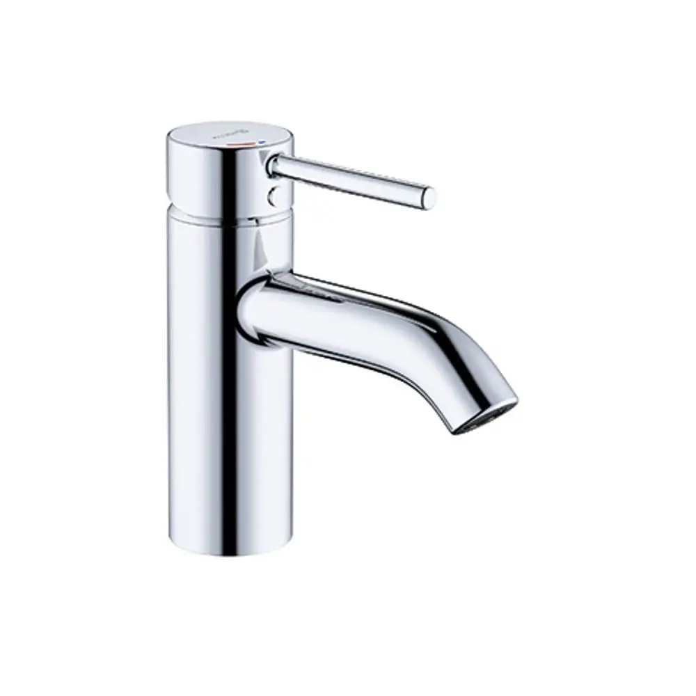 Chromfarbener Wasserhahn von Kludi mit einem schlichten Design und einem seitlichen Hebel zur Regulierung von Wasserfluss und Temperatur.